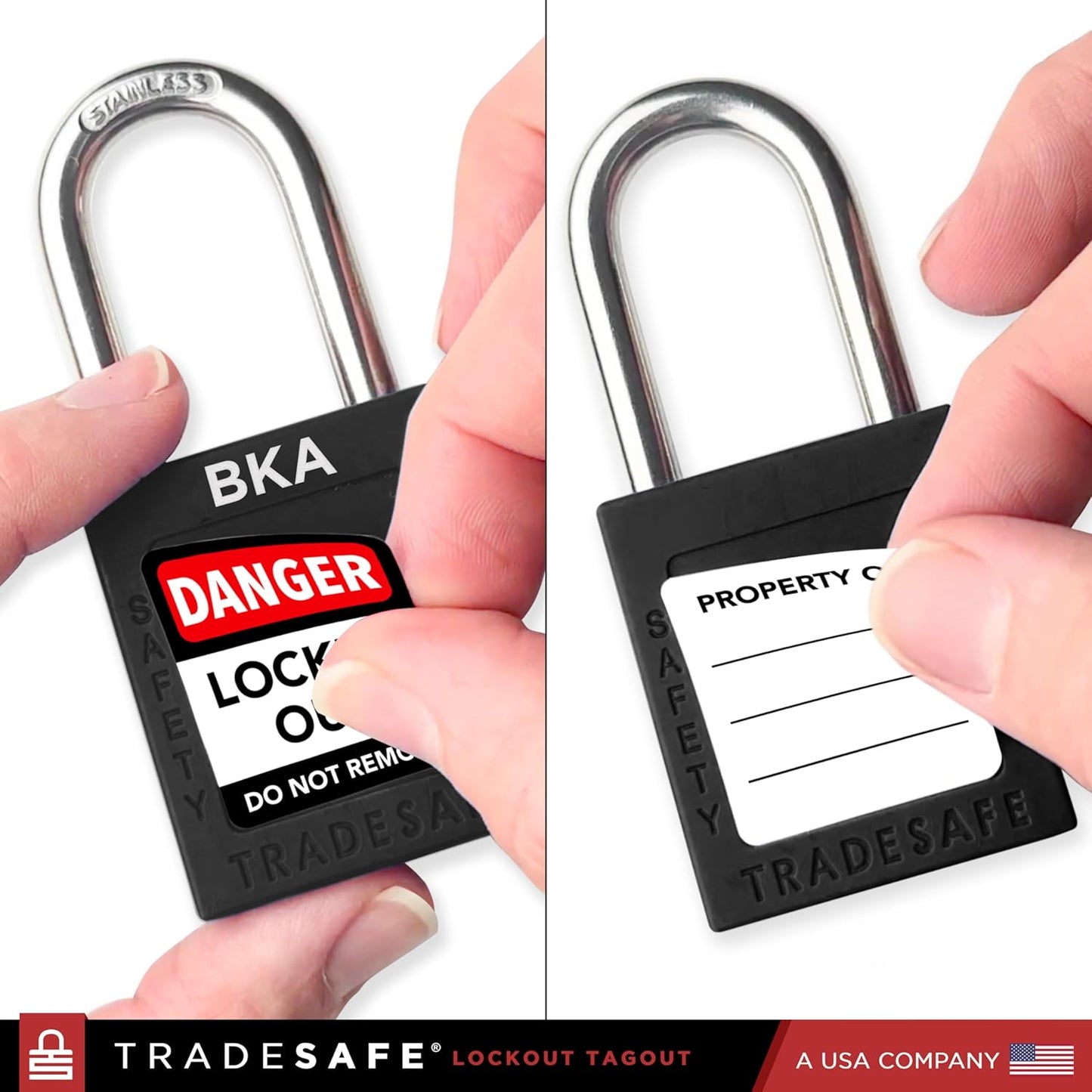 TRADESAFE Lockout Tagout Lock Sets, 10 Black Keyed Alike Unlimited Grouping Safety Padlocks, 2 Keys Per Lock, OSHA Compliant Loto Locks