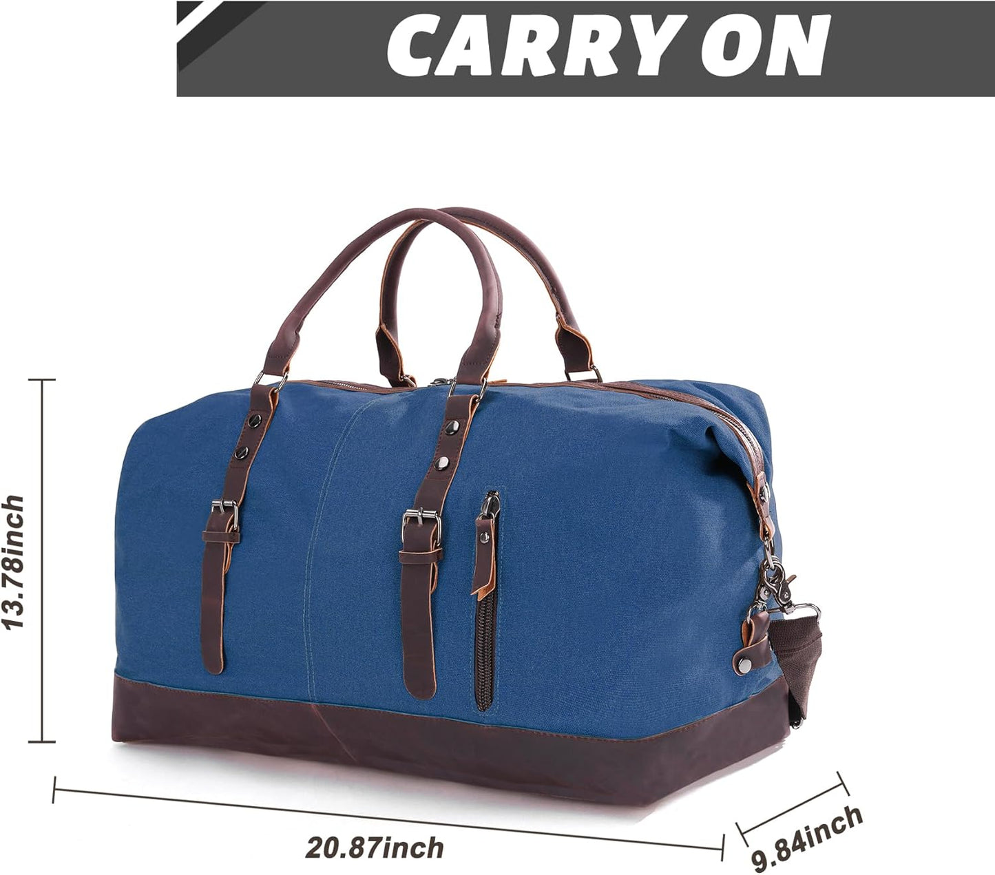 Weekender Travel Bag for Men & Women, Large Overnight Duffle Carry On Bag with Easy-Grip Handles, Gym Tote for Work, Weekend Trips, Sports (Blue)