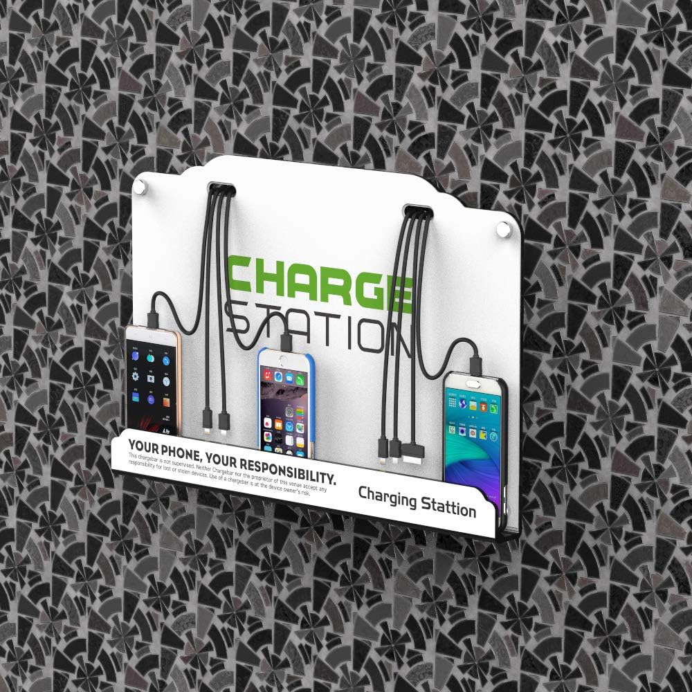 Wall Mounted Cell Phone Charging Station High Speed Cables with 8 Ports Applicable Airport Hospitals Banks Hotel Shopping Malls and Public Places