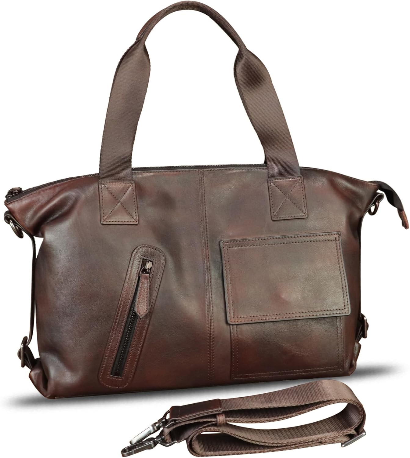 Genuine Leather Messenger Bag and Briefcase Purse for Men Leather Top Handle Handbags Satchel