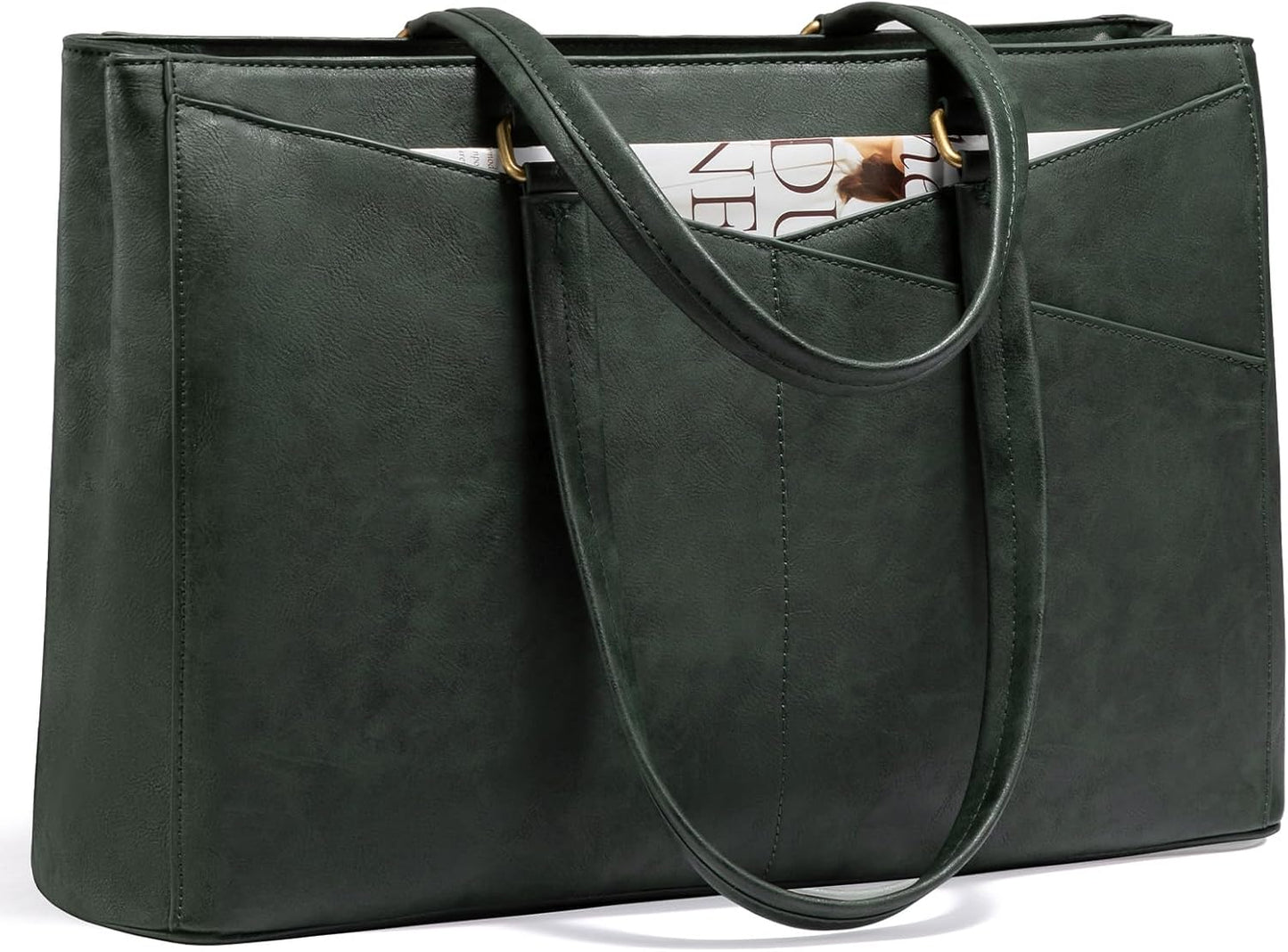 LOVEVOOK Laptop Bag for Women,15.6 Inch Laptop Tote Bag for Women,Vintage Leather Work Tote Bags Computer Business Teacher Bag,Waterproof Office Briefcase
