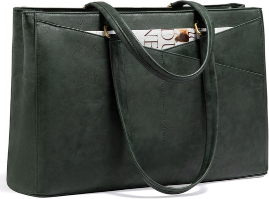 LOVEVOOK Laptop Bag for Women,15.6 Inch Laptop Tote Bag for Women,Vintage Leather Work Tote Bags Computer Business Teacher Bag,Waterproof Office Briefcase