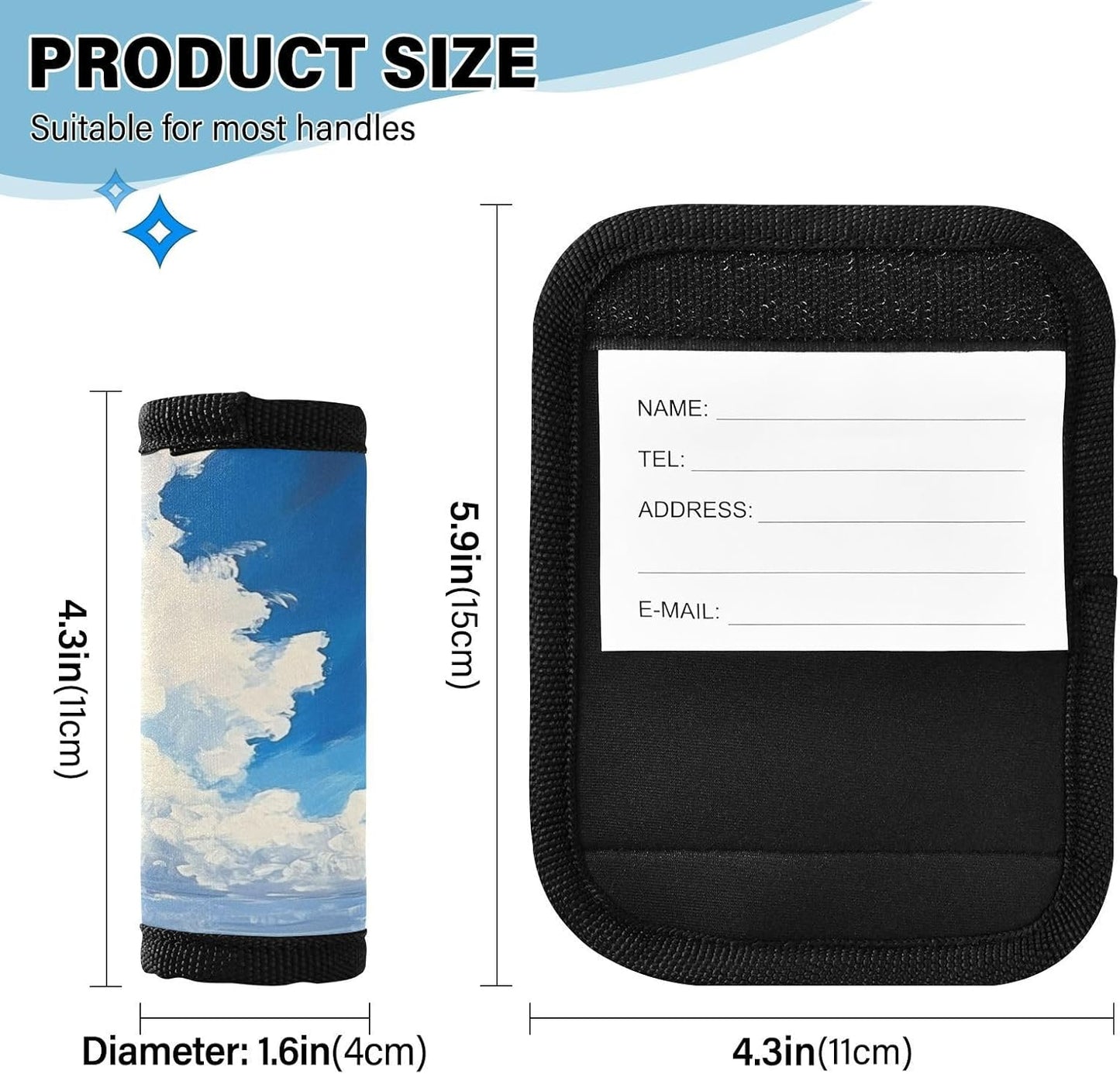 Blue Coastline 2 Pack Luggage Handle Wraps Covers for Suitcase Identifiers Bag Tags Travel Accessories