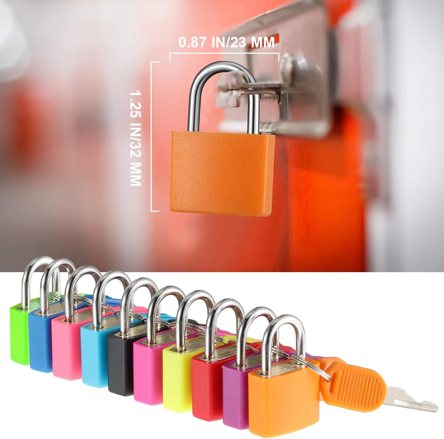 Ripeng 4 Pcs Suitcase Locks with Keys Multicolor Mini Metal Luggage Locks Keyed Padlocks Plastic-Covered Copper Padlocks for Suitcase, Backpack, Boxes Laptop Bag School Locker