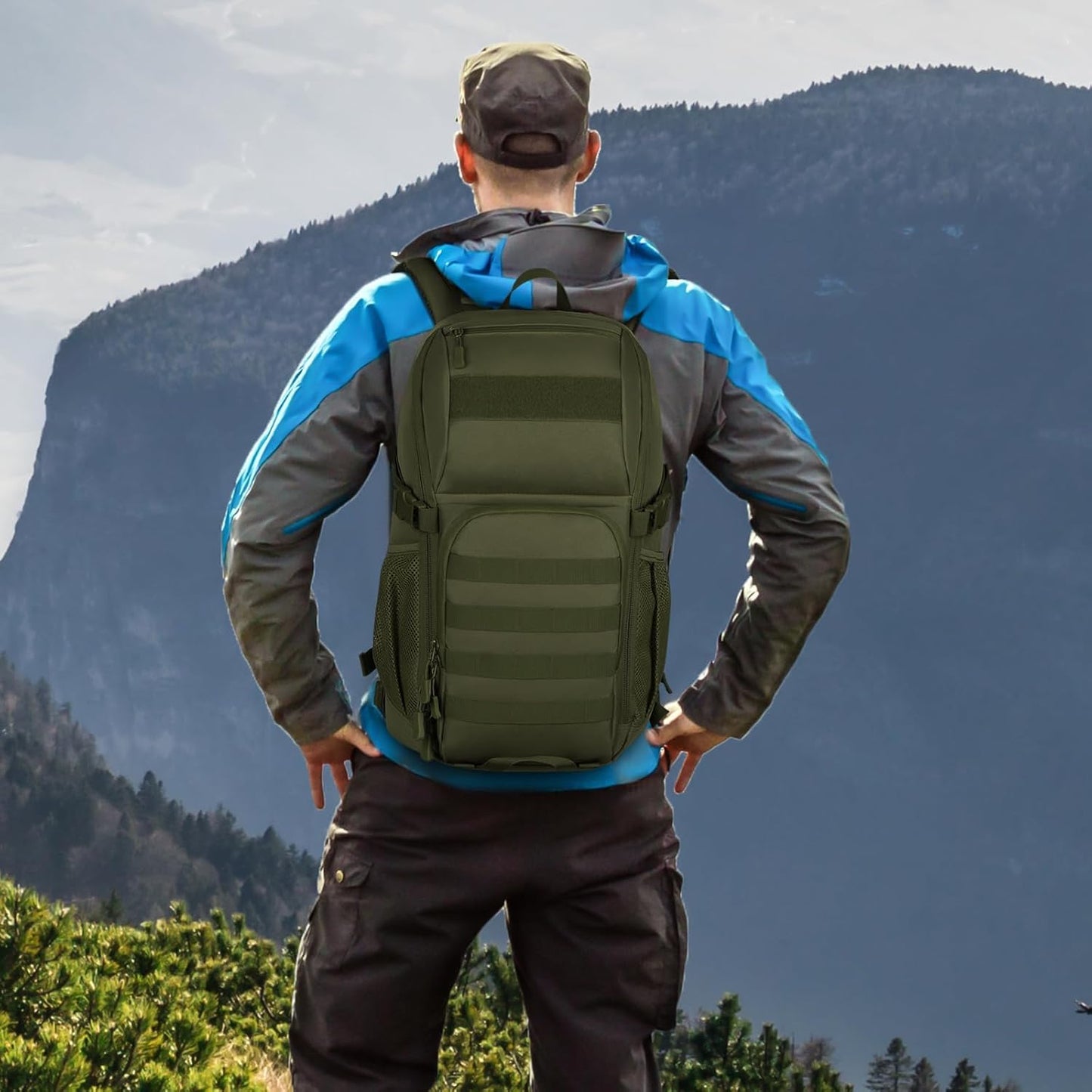HUNTVP Tactical Backpack Military MOLLE Backpack Hunting Rucksack Gear Assault Pack 25L WR (Army Green)