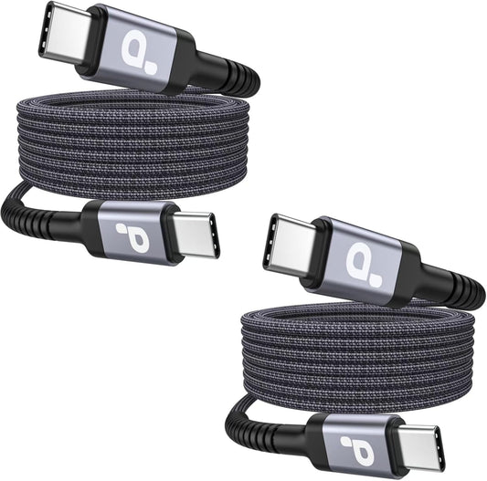 Extra Long USB C to C Cable 15FT, 100W USB C Cable Fast Charging, Upgraded Extra Durable Braided USB C Cord for iPhone 17 16 15 Pro Max, MacBook Pro, Samsung Galaxy S10 S9 Plus, LG and More-2Pack