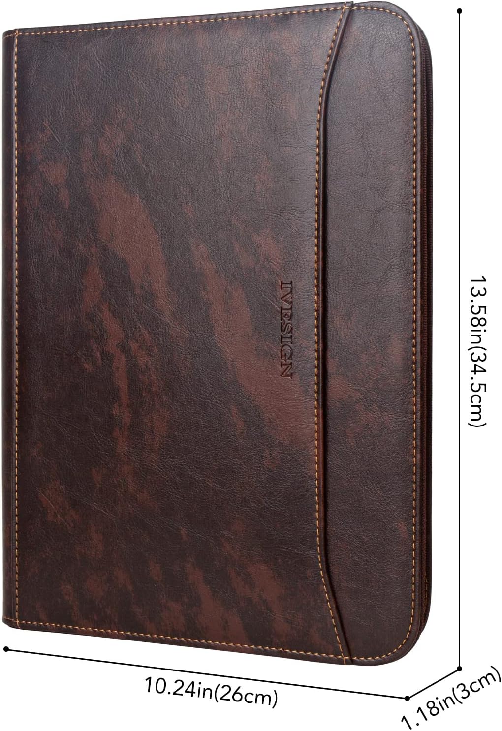 IVESIGN Zippered Padfolio for Women & Men Resume Portfolio Folder Vegan Leather Business Organizer