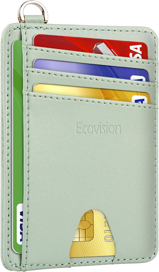 EcoVision Slim Minimalist Front Pocket Wallet, RFID Blocking Credit Card Holder Wallet with Detachable D-Shackle for Men Women