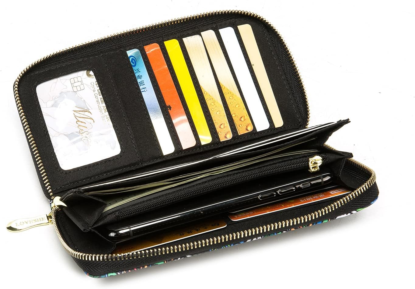 Women Wallet Card RFID For Womens Holder Blocking Credit Small Zipper Purse Pocket Bifold Slim Coin ID Ladies Wristlet Clutch Large Capacity Window Case Travel Zip Women's
