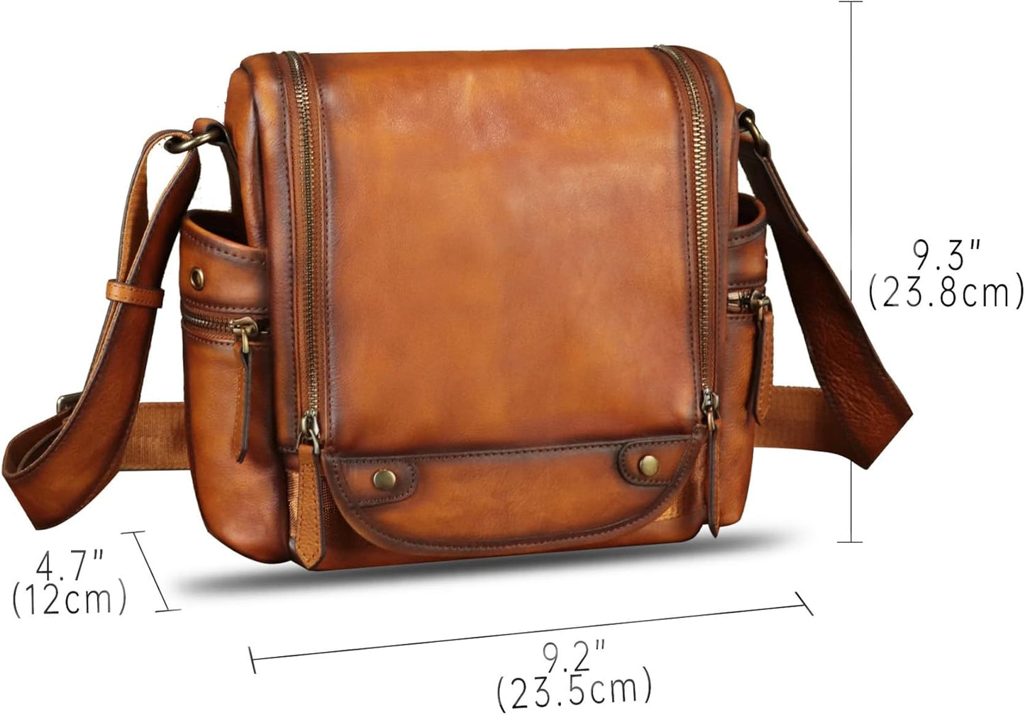 IVTG Genuine Leather Purse and Messenger Bag for Men Leather Shoulder Bag Crossbody Bag Satchel Purse Briefcase with Strap
