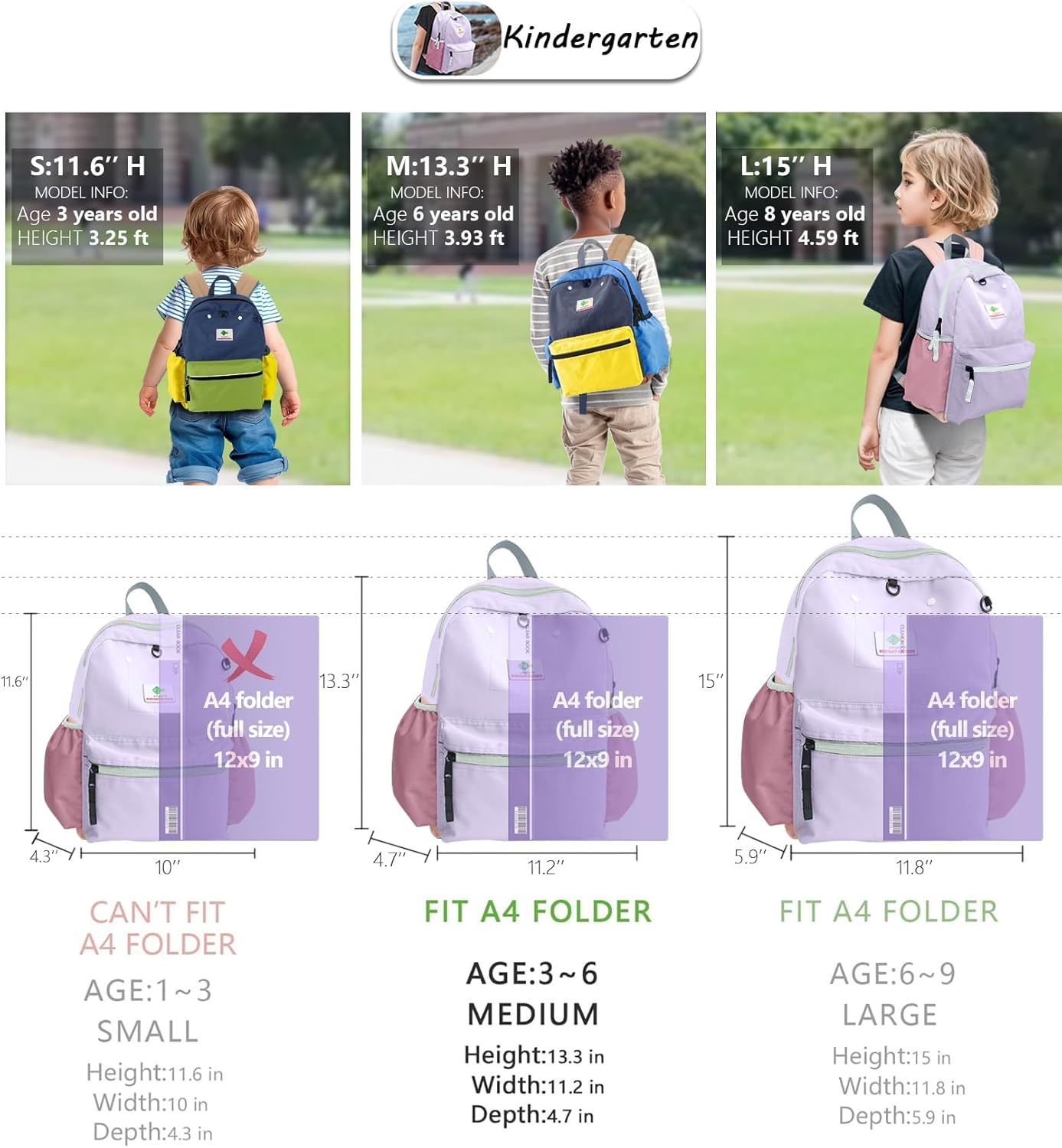 Kids' Backpacks for Girls & Boys - Kindergarten & Elementary School, Small Child Toddler Backpack, 13" H, Ages 3-5