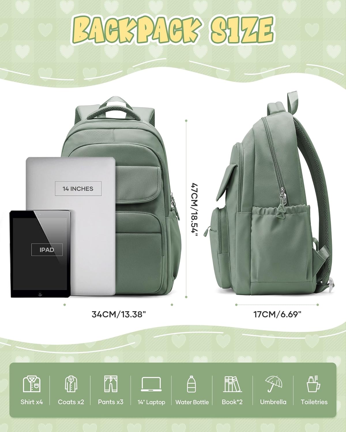 School Backpack for Women Men Cute Backpack for College Students Lightweight High School bag for