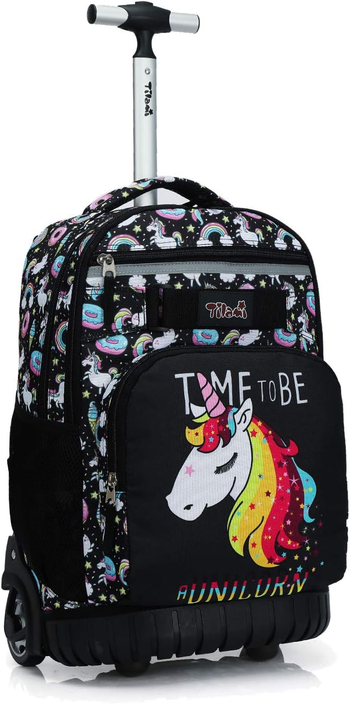 Tilami Rolling Backpack 18 inch Wheeled Backpack School College Student Travel Trip Boys and Girls