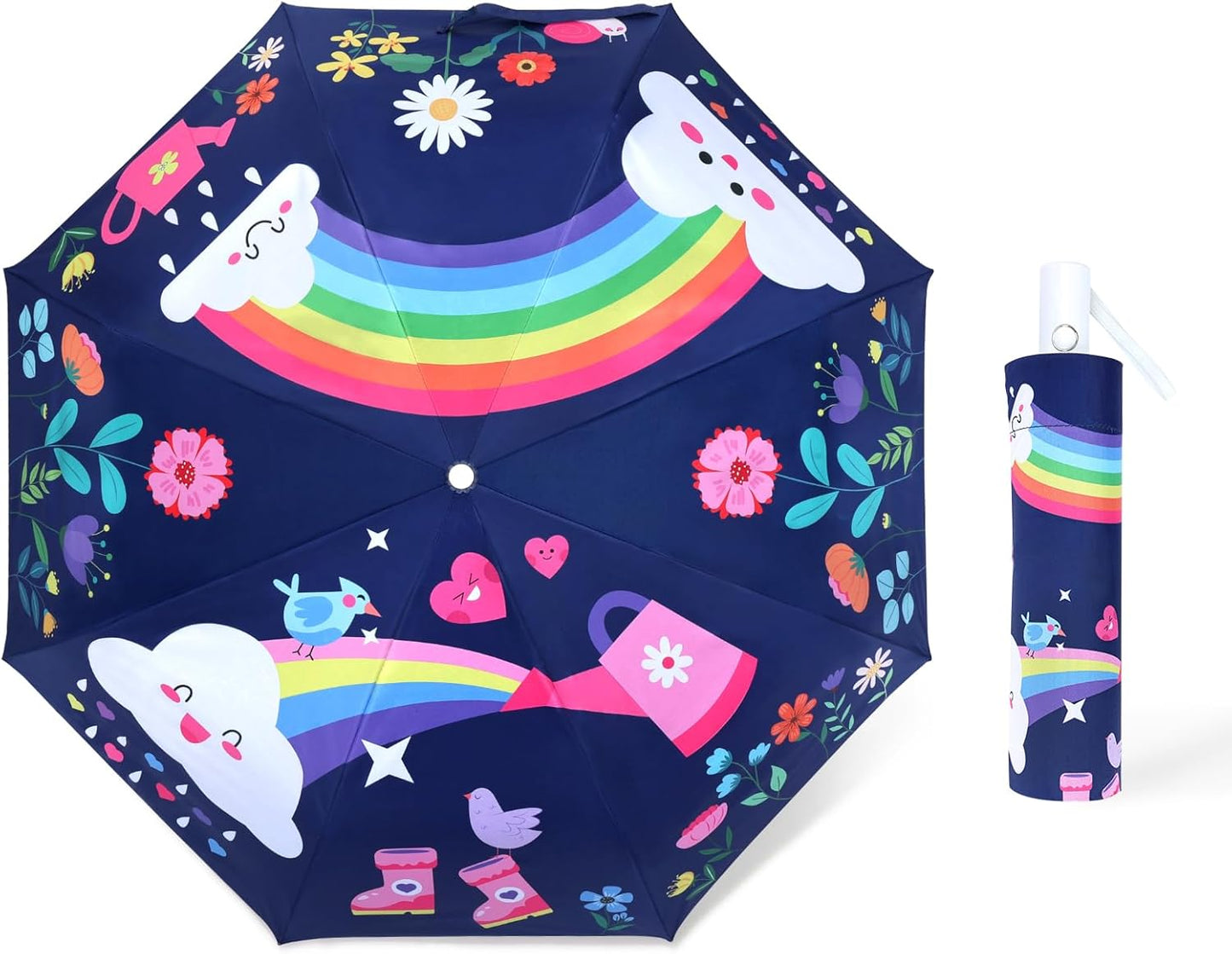 Kids Folding Umbrella Toddler Umbrella with UV Protection Portable Auto Open/Close Anti-rebound Safe Design Windproof, Compact, Lightweight Cute Umbrella for Girls & Boy