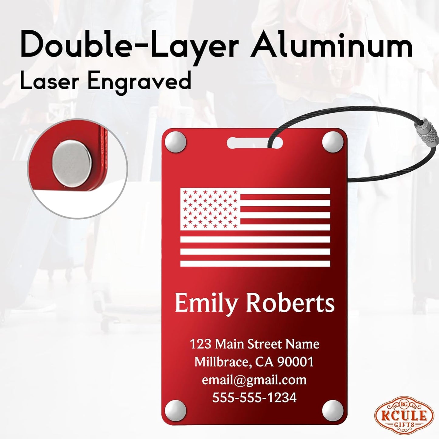 Personalized Luggage Tags: Custom Metal Luggage Tags for Suitcases, Backpacks and Bags with Your