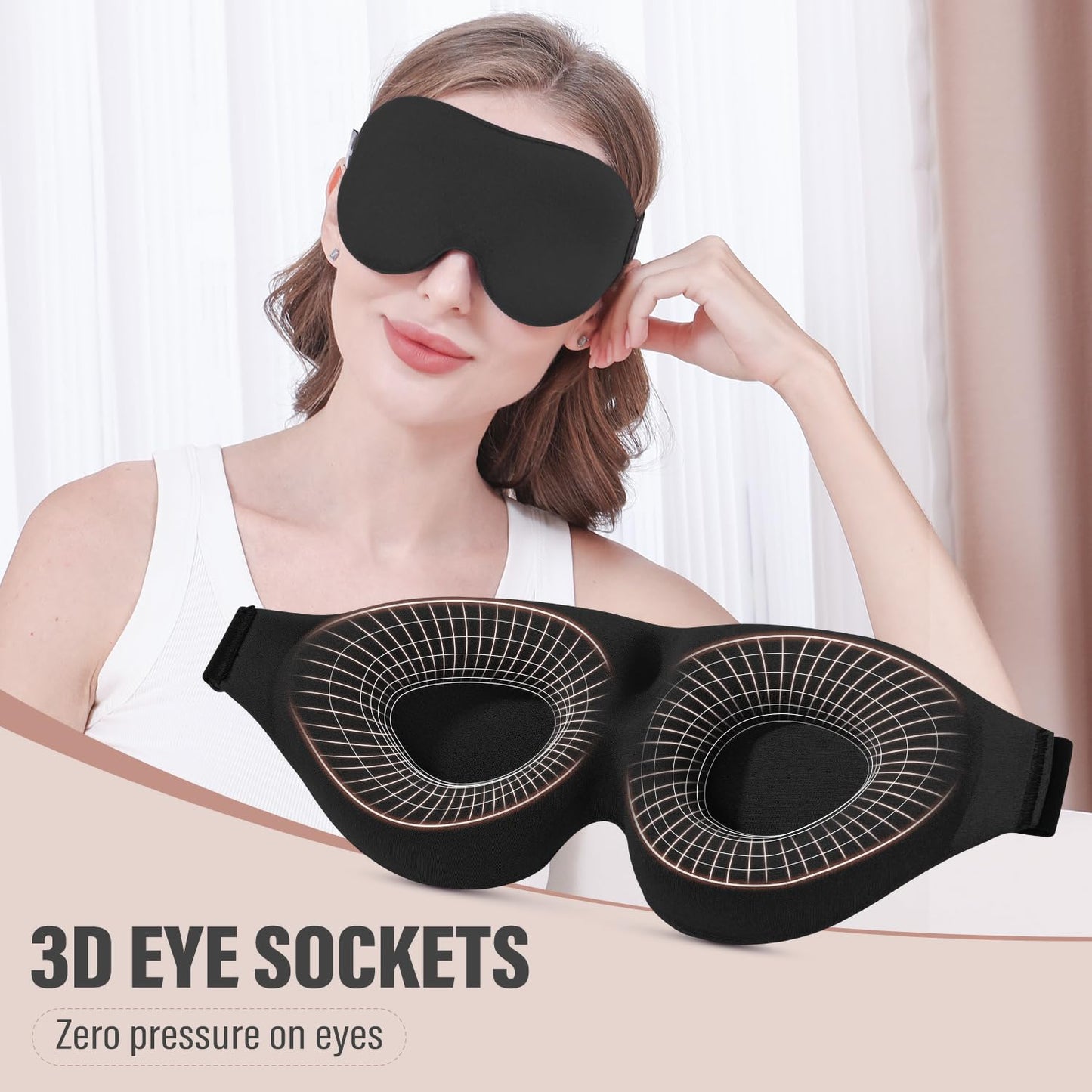 YIVIEW Sleep Mask for Side Sleeper, Light Blocking Zero Pressure Blindfold
