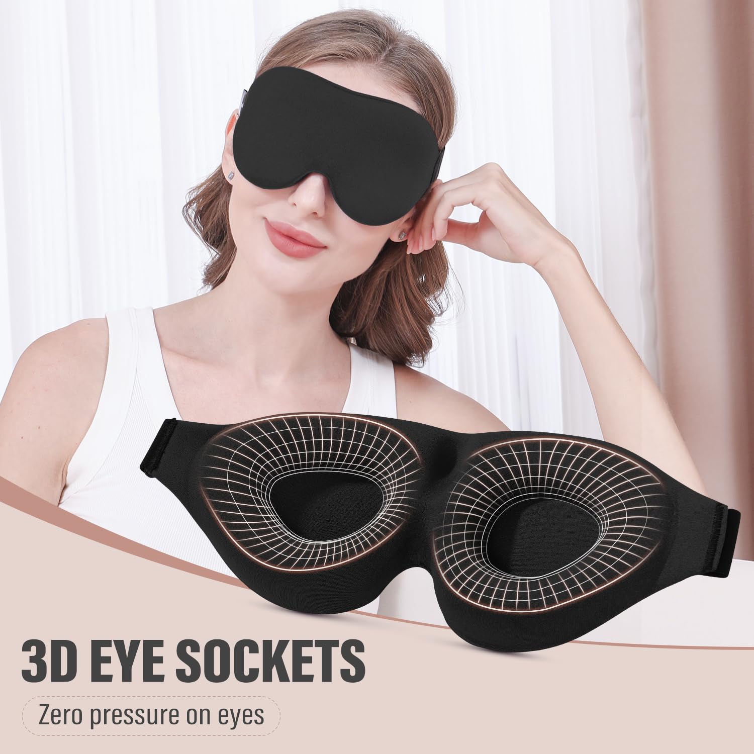 YIVIEW Sleep Mask for Side Sleeper, Light Blocking Zero Pressure Blindfold