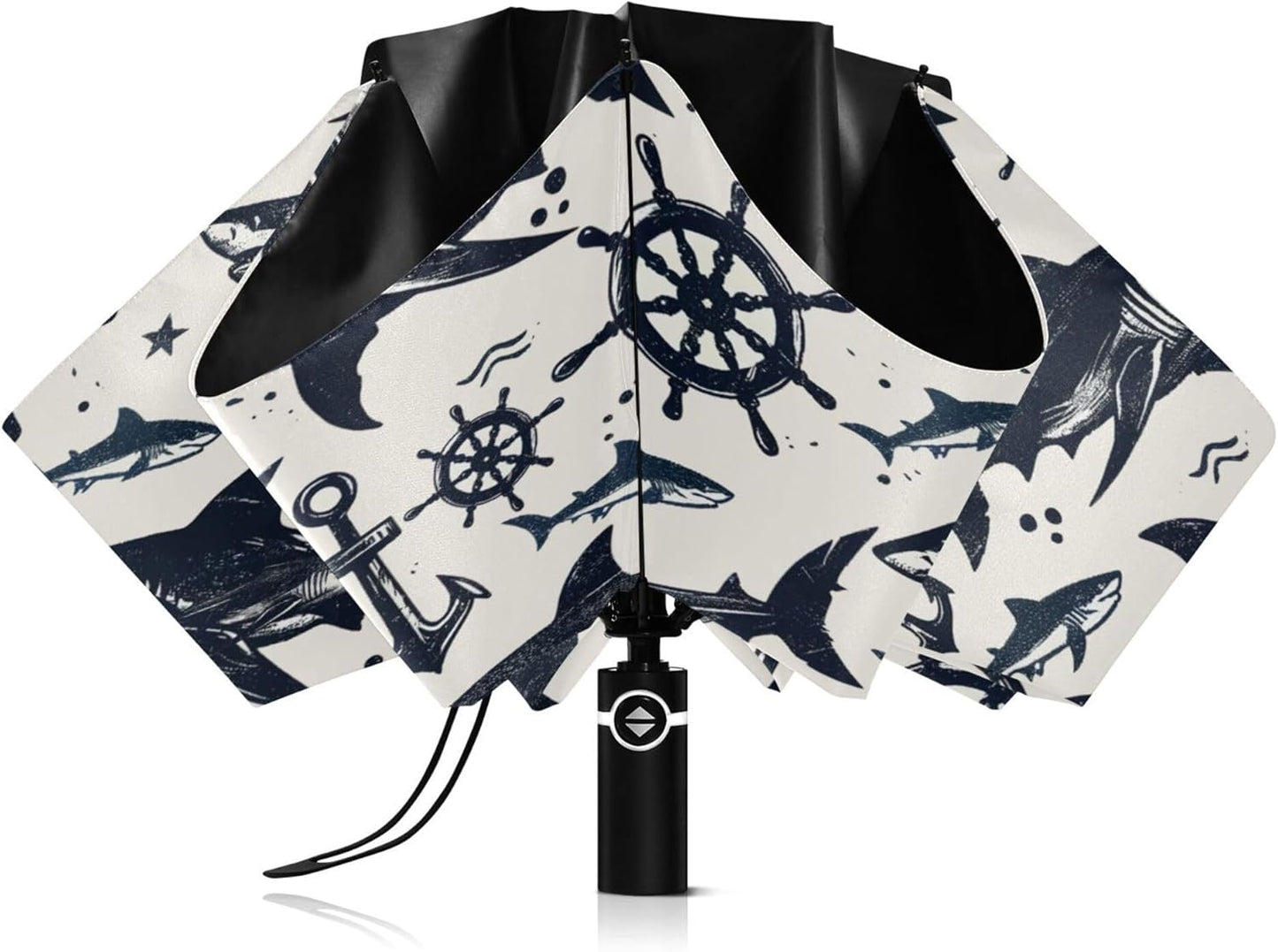 Automatic Folding Umbrella Windproof Strong, UV Protection Compact Black Gothic Moon Spider Webs and Bats Sun Rain Sun Rain Travel Umbrellas for Women Men