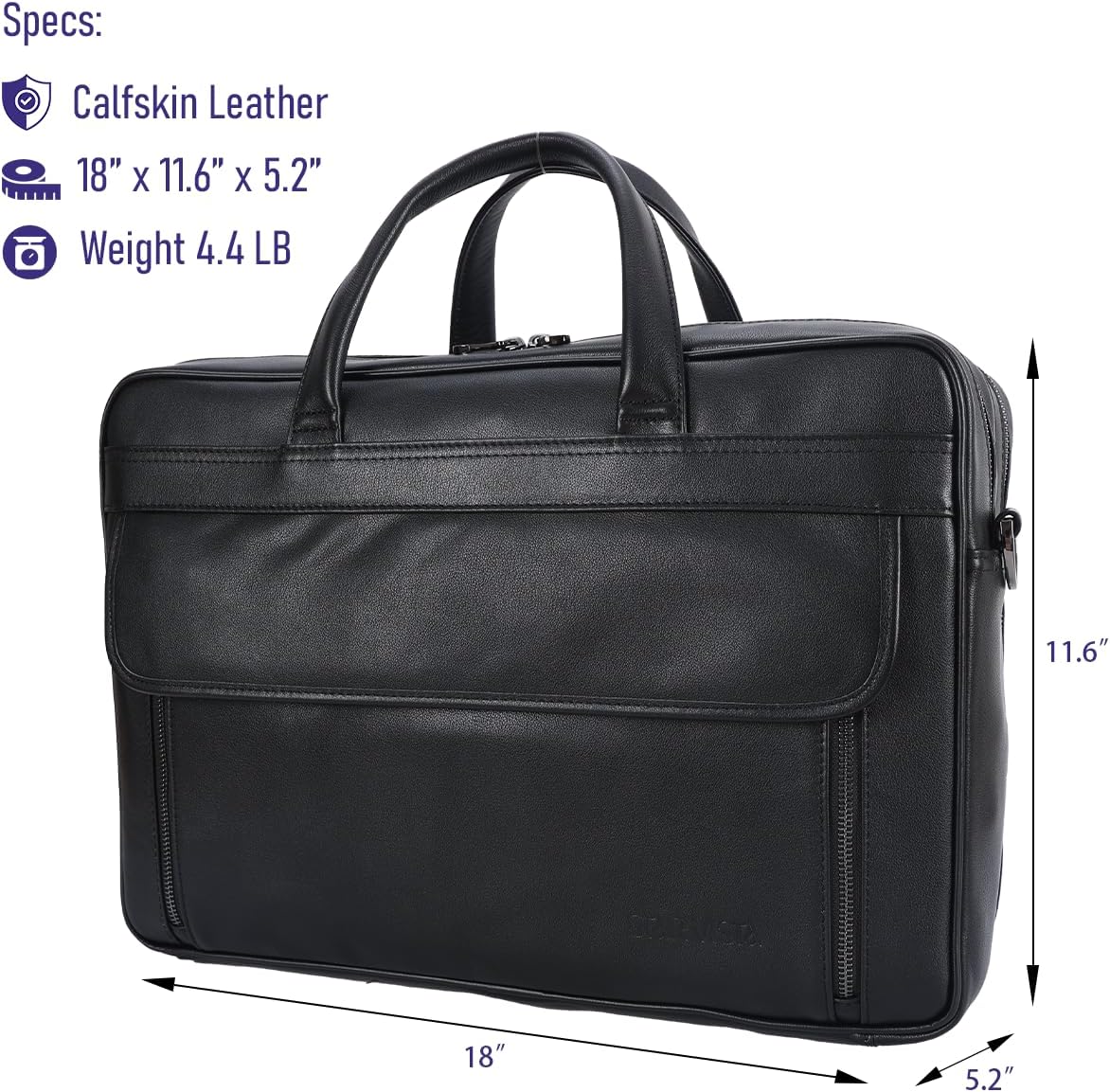 STAR VISTA Sforza Large 18" Laptop Messenger Bag, Leather Briefcase for Men, Business Travel, YKK Zippers and Brass Hardware