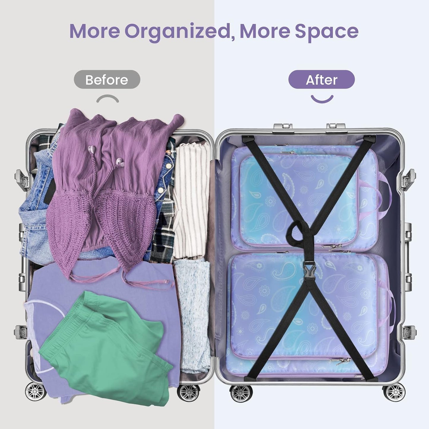Cambond Compression Packing Cubes for Travel Women - Travel Bags Luggage Organizers Travel Essentials Compression Cubes for Travel Carry on Suitcases Organizer