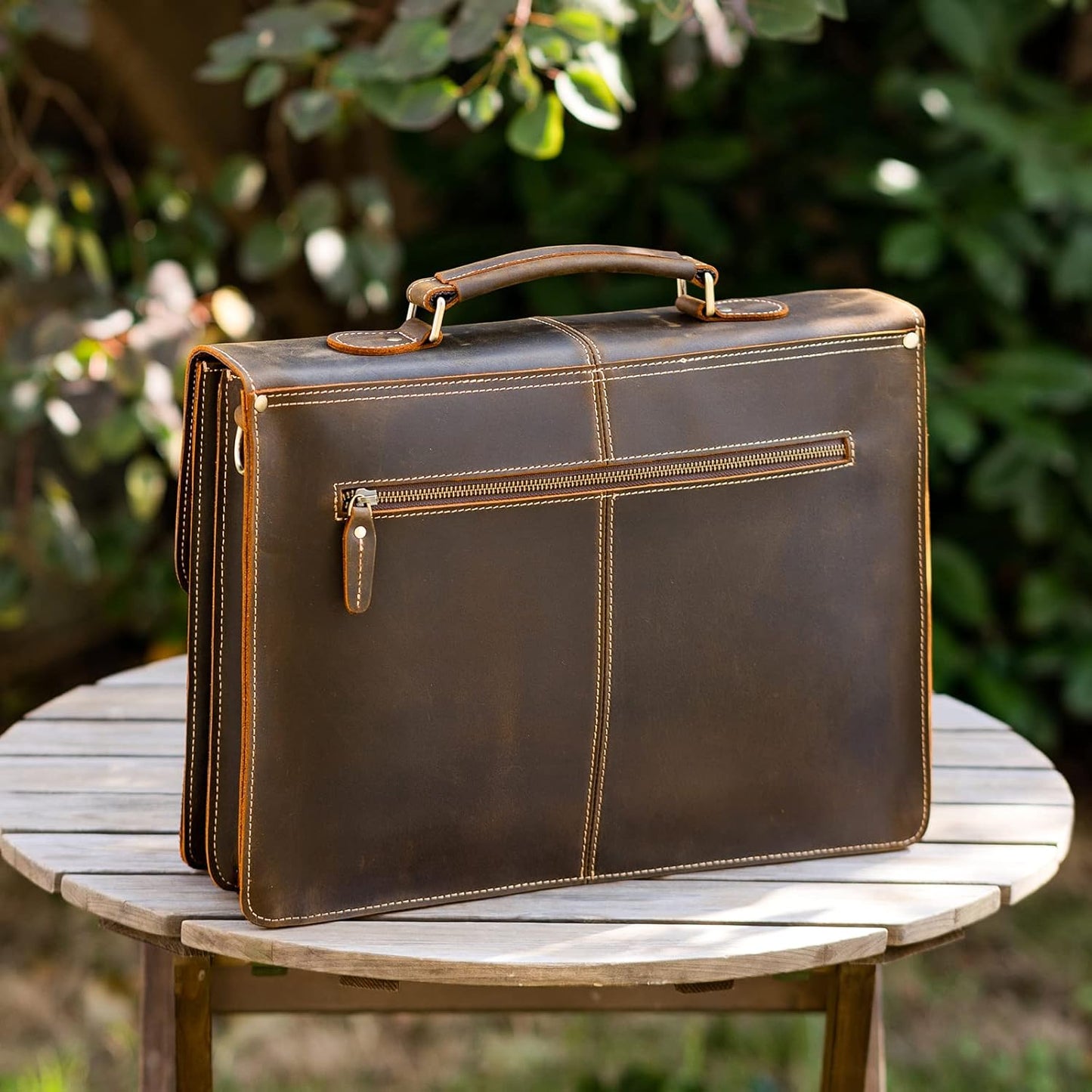 Polare 16" Full Grain Leather Messenger Bag Laptop Briefcase Bag Professional Work Bag For Men with YKK Zippers