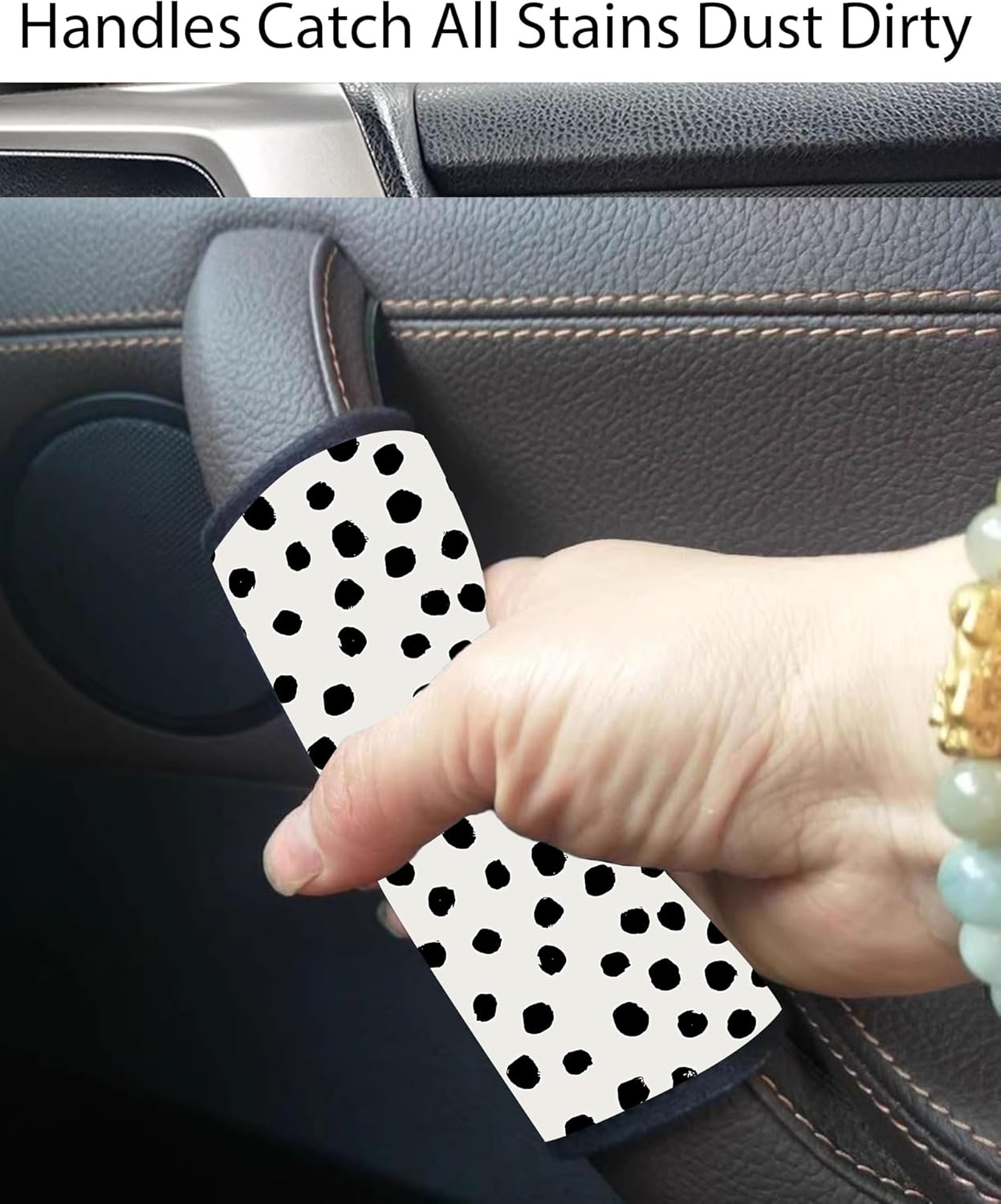 2 Pack Luggage Handle Wrap Travel Tags - Set of Luggage Tags for Suitcases, Identifiers, Marker, and Handle Covers - Cruise Accessories and Travel Gifts（Cute Black Polka Dot