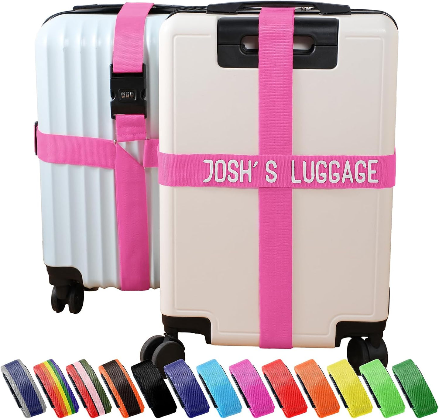 Personalized Luggage Straps with Embroidered Names/Letters - Premium Quality, Anti-Slip &