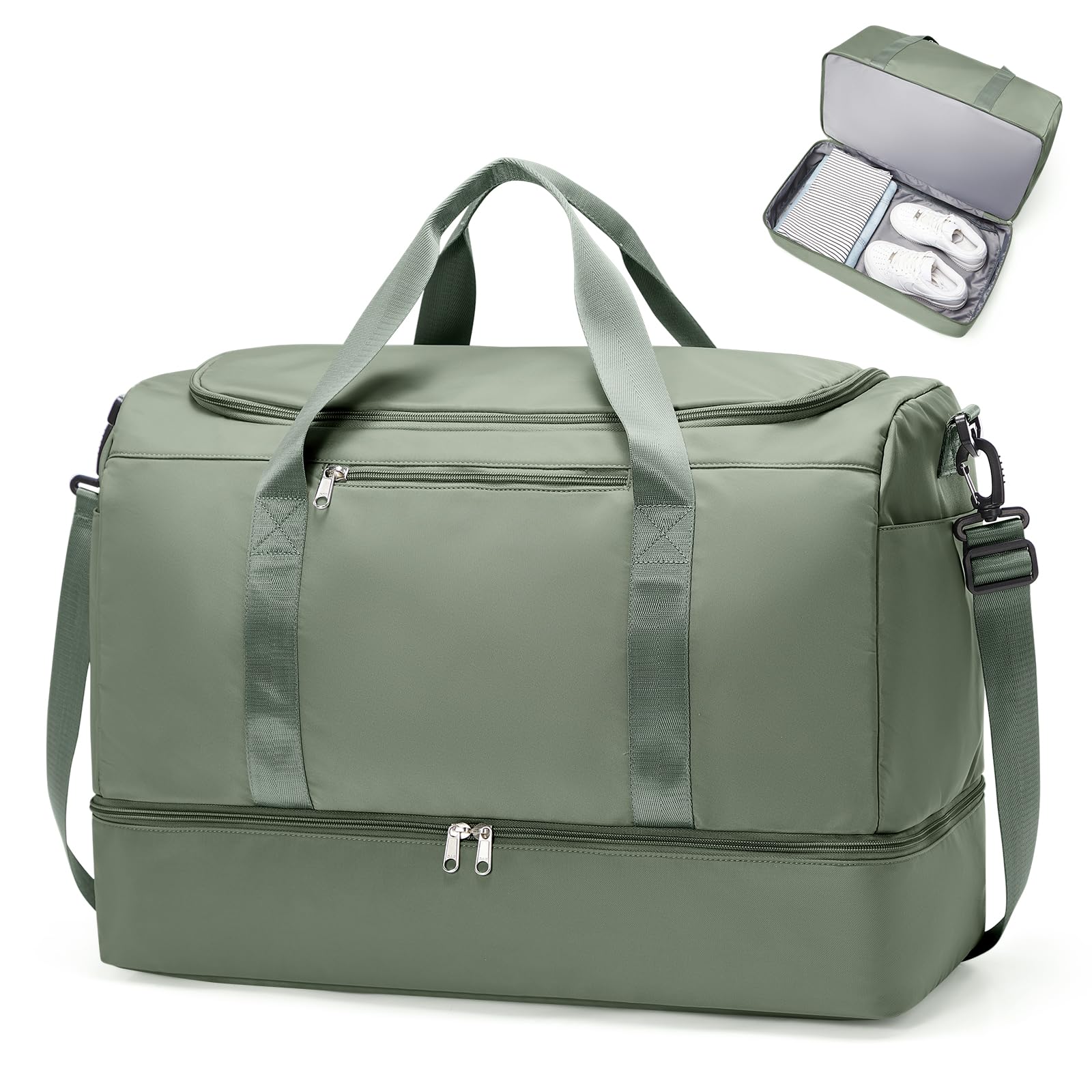 Extra Large Travel Duffle Bag,Carry on Overnight Weekend Bag with Shoes Compartment,Weekender Bags