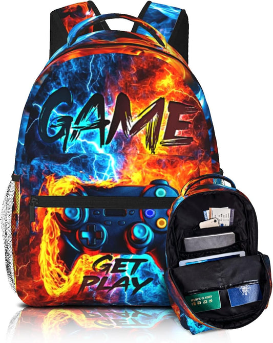 School Backpack for Boys Game Backpack for Kids Children Teens Game Boys Bag for Elementary Middle School Back to School Bag Gift for Game Lovers