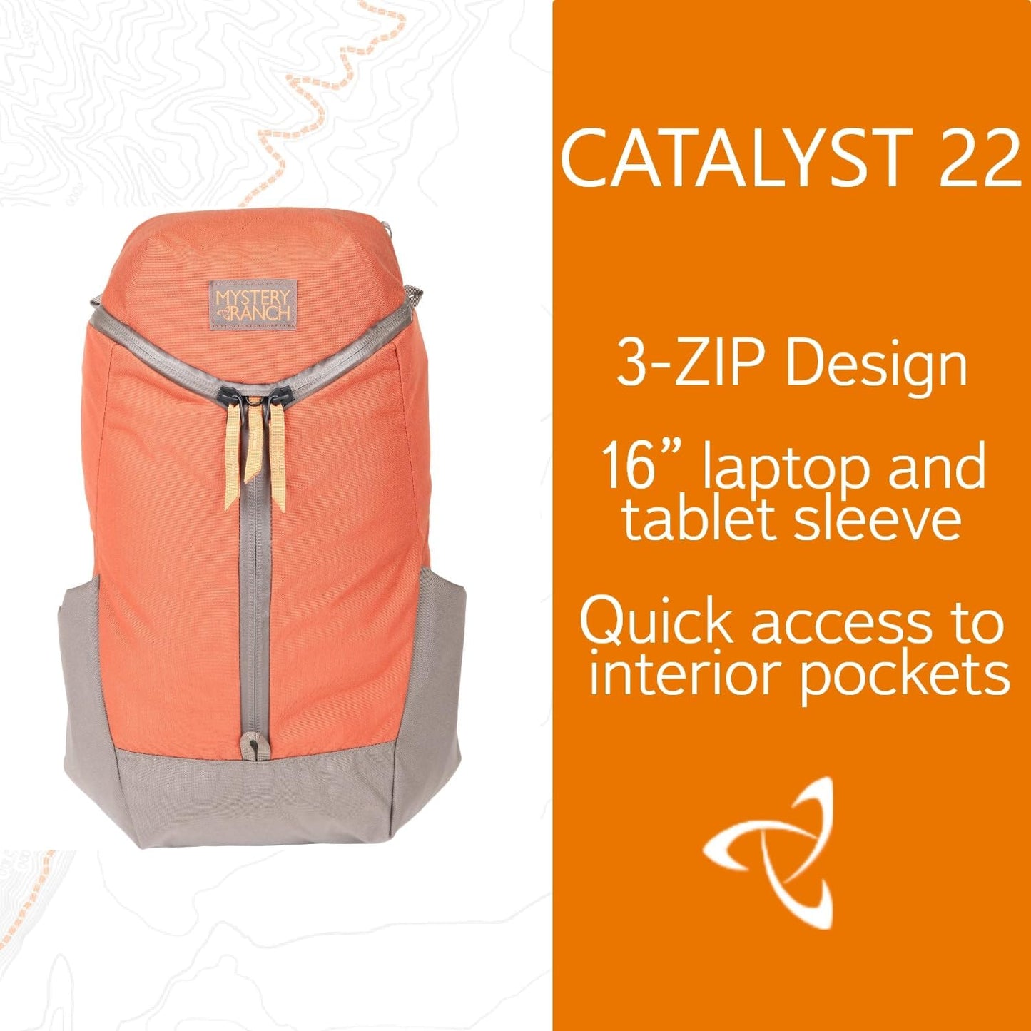 Mystery Ranch Catalyst 22L Travel Backpack with Tech Pocket for Everyday Carry and Adventures - Paprika
