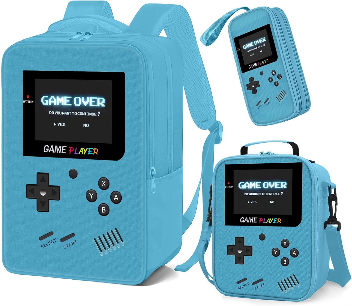School Backpack for Boys,3pcs Gamer Boys Backpack with Lunch Box Set for Kids Children Teens Elementary Middle School,17" Large Capacity Student Bookbag & Multifunctional Video Game Travel Bag