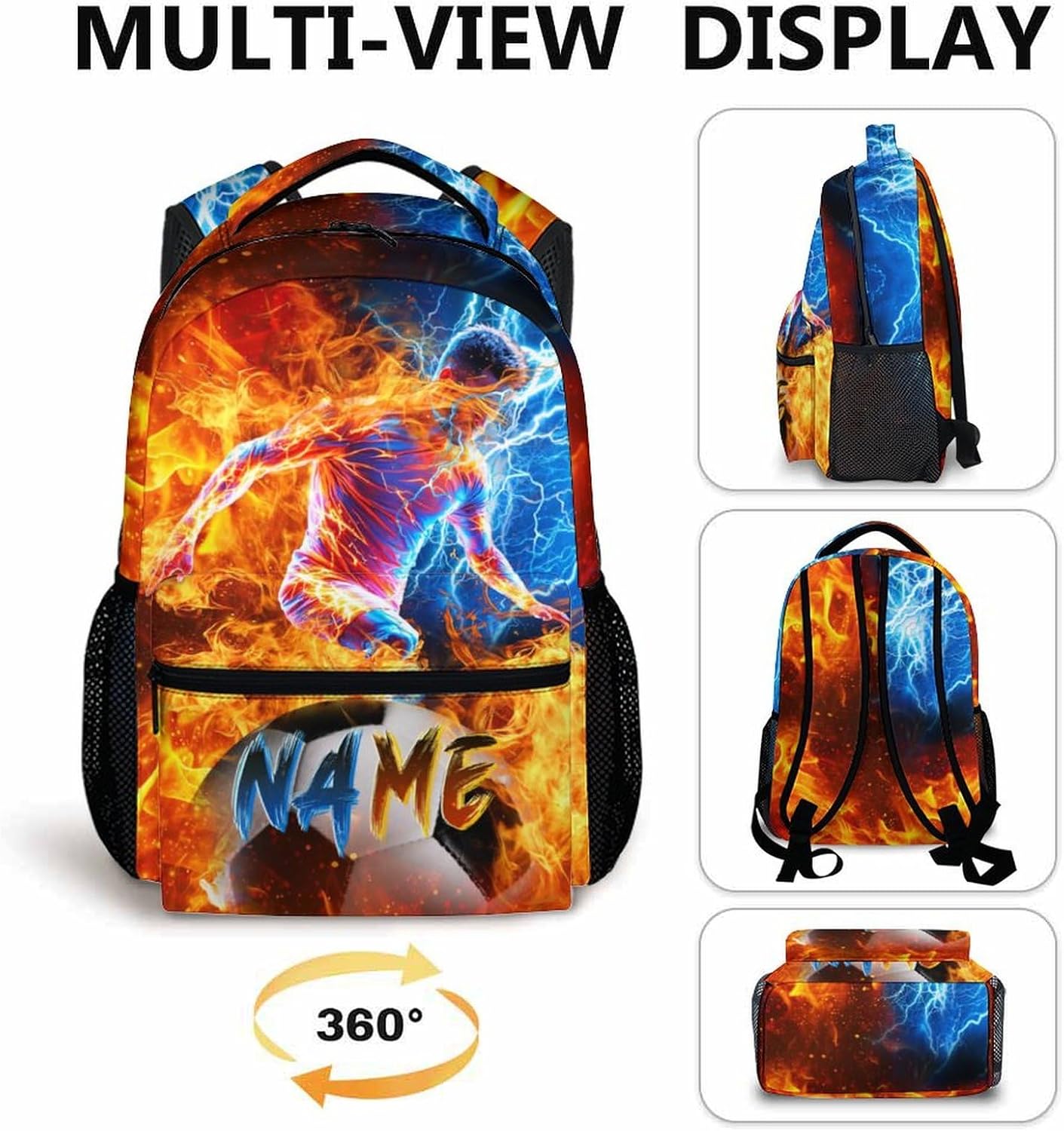 Boys Backpacks for Kids School, Soccer Backpack with Custom Name for Elementary Middle Primary High