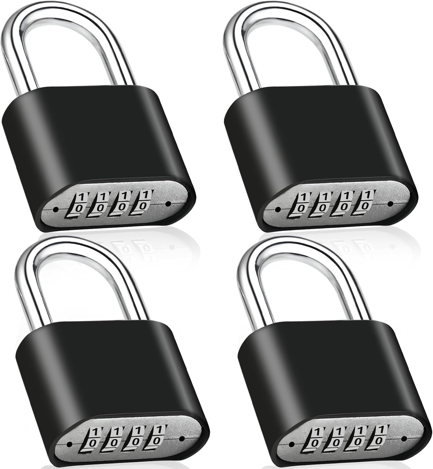 4pcs Combination Lock, 4-Digit Heavy Duty Combo Lock, Combination Padlock Outdoor Waterproof Gate Locks for Outdoor Fence, Locker, Sheds, Gym, Gate Hasps (4pcs, Short Shackle)