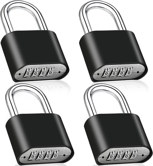 4pcs Combination Lock, 4-Digit Heavy Duty Combo Lock, Combination Padlock Outdoor Waterproof Gate Locks for Outdoor Fence, Locker, Sheds, Gym, Gate Hasps (4pcs, Short Shackle)