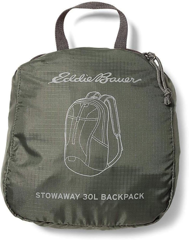 Eddie Bauer Stowaway Packable Backpack-Made from Ripstop Polyester, Onyx, 30L