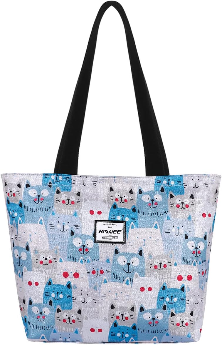 Tote Bag with Zipper for Women Inside Mesh Pocket Heavy Duty Casual Anti-water Cloth Travel Shoulder Handbag