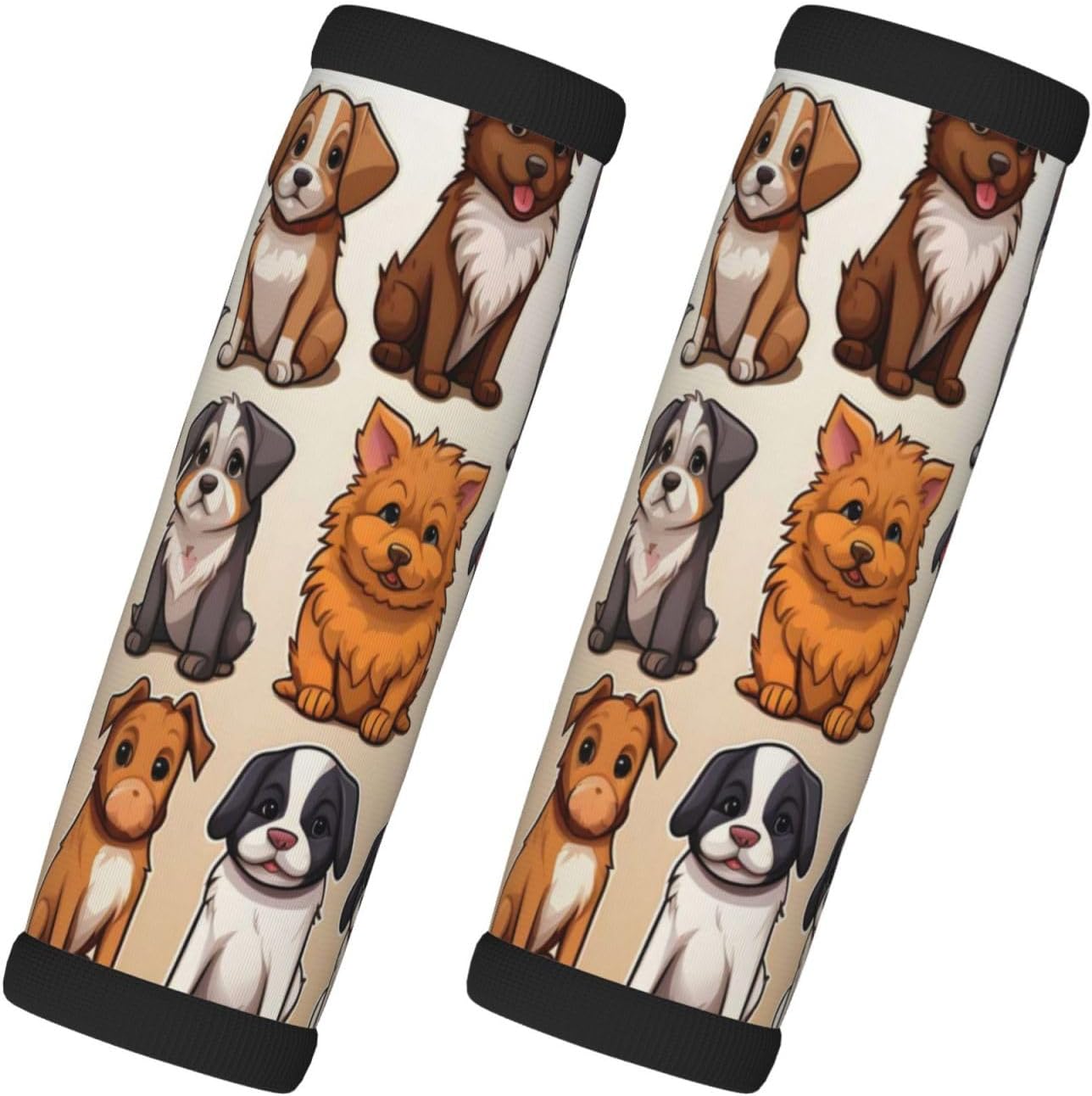 Luggage Handle Wraps Cartoon Dogs Pattern Luggage Identifiers Soft Neoprene Luggage Handle Wraps For Suitcase Trolley Handle Grip Cover 2 Pack Luggage Tags