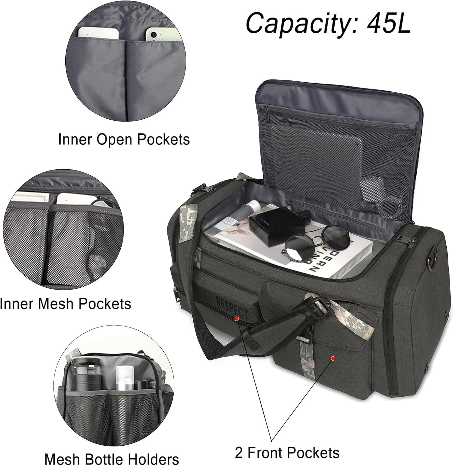 Gym Bags for Men Gym Duffle Bag Backpack 3-Way Sports Duffel Bags for Men with Shoe Compartment &