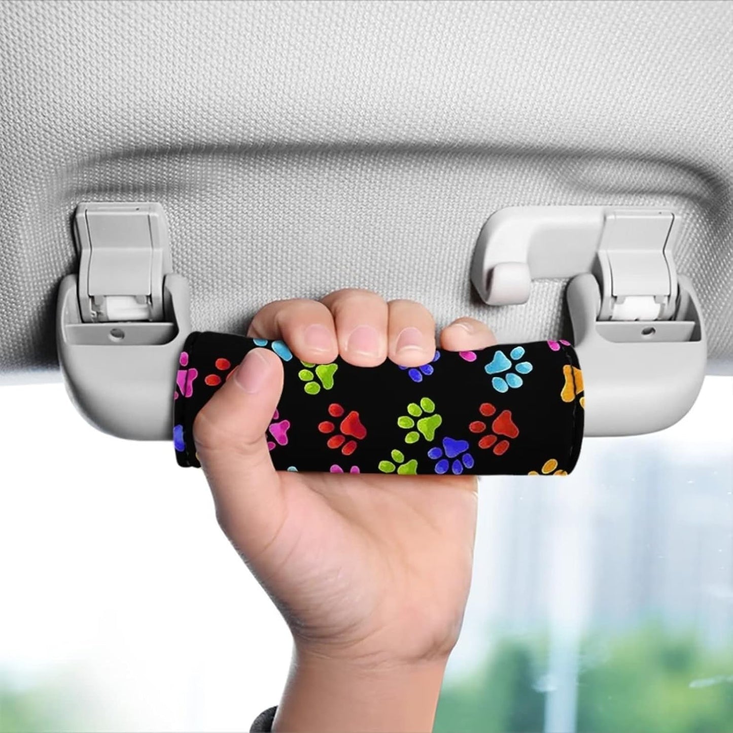 Colorful Paws Luggage Handle Wrap Cute Suitcase Protective Handle Cover Set of 2 Pcs,Lovely Footprint Luggage Identifiers Marker Grips Protector,Portable Travel Accessories
