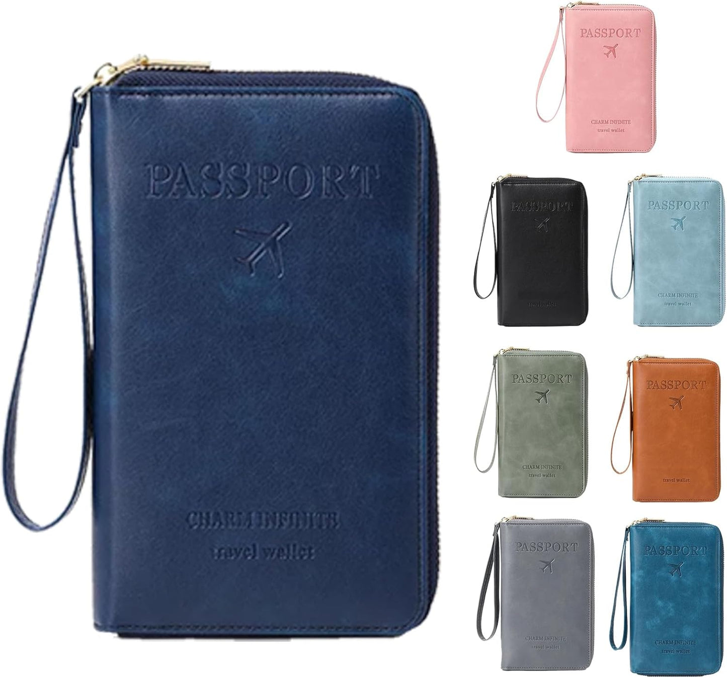 Similarbe Multifunctional RFID Passport Wallet, RFID Blocking Travel Document Organizer Clutch Bag, Anti-theft Wallet (Dark Blue)