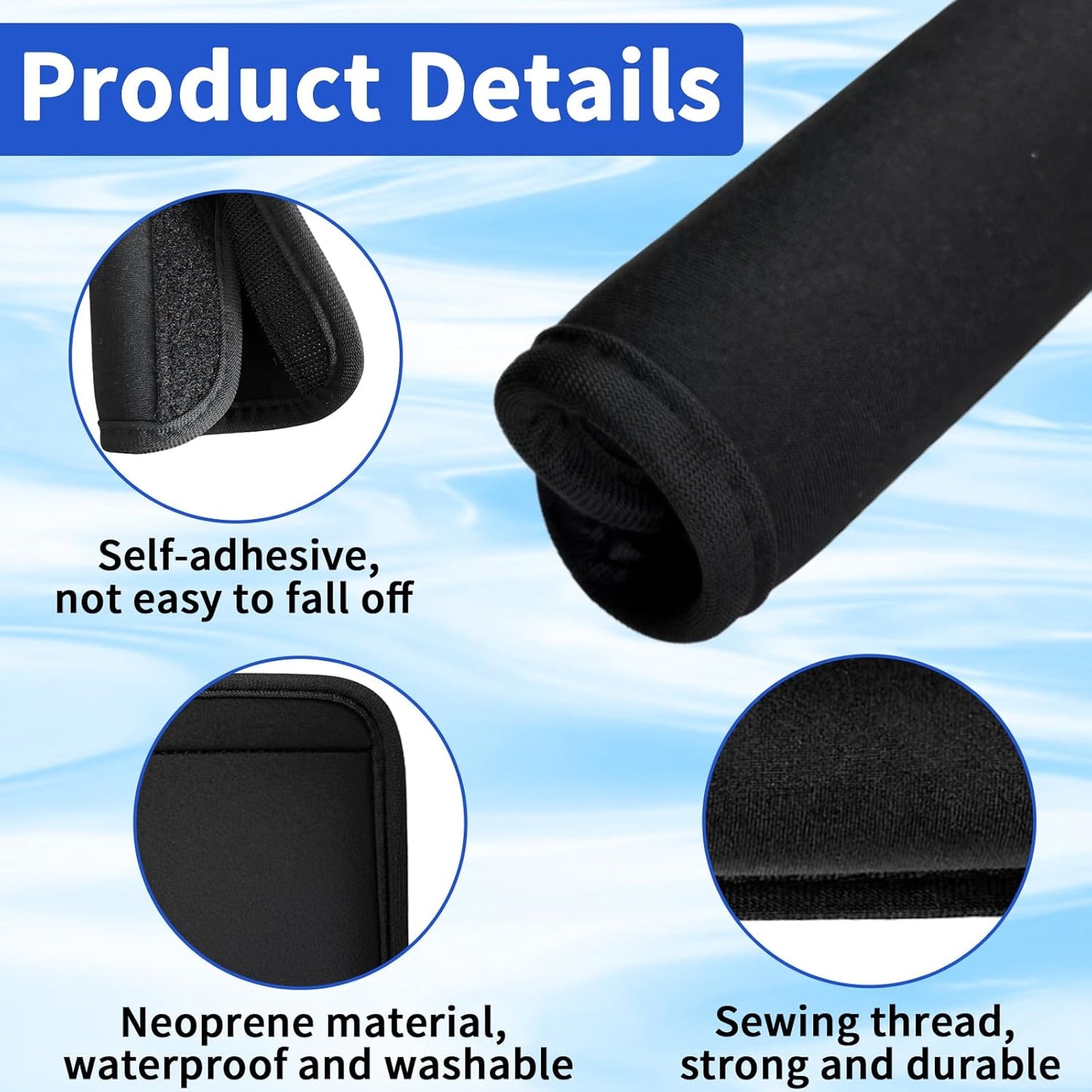 6 Pack Luggage Handle Wrap for Suitcase Luggage Tags Bright Soft Suitcase Identifiers Luggage Handle Covers Travel Accessories, Black