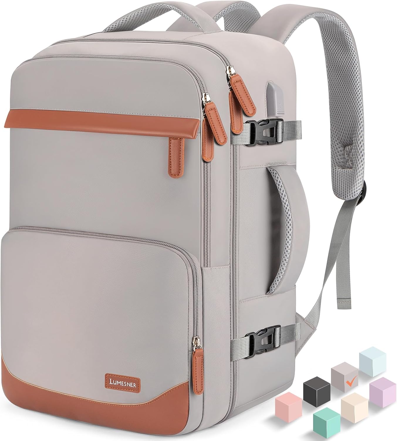 40L Travel Backpack with USB Charging Port, Water-Resistant Carry On Backpack for Men Women