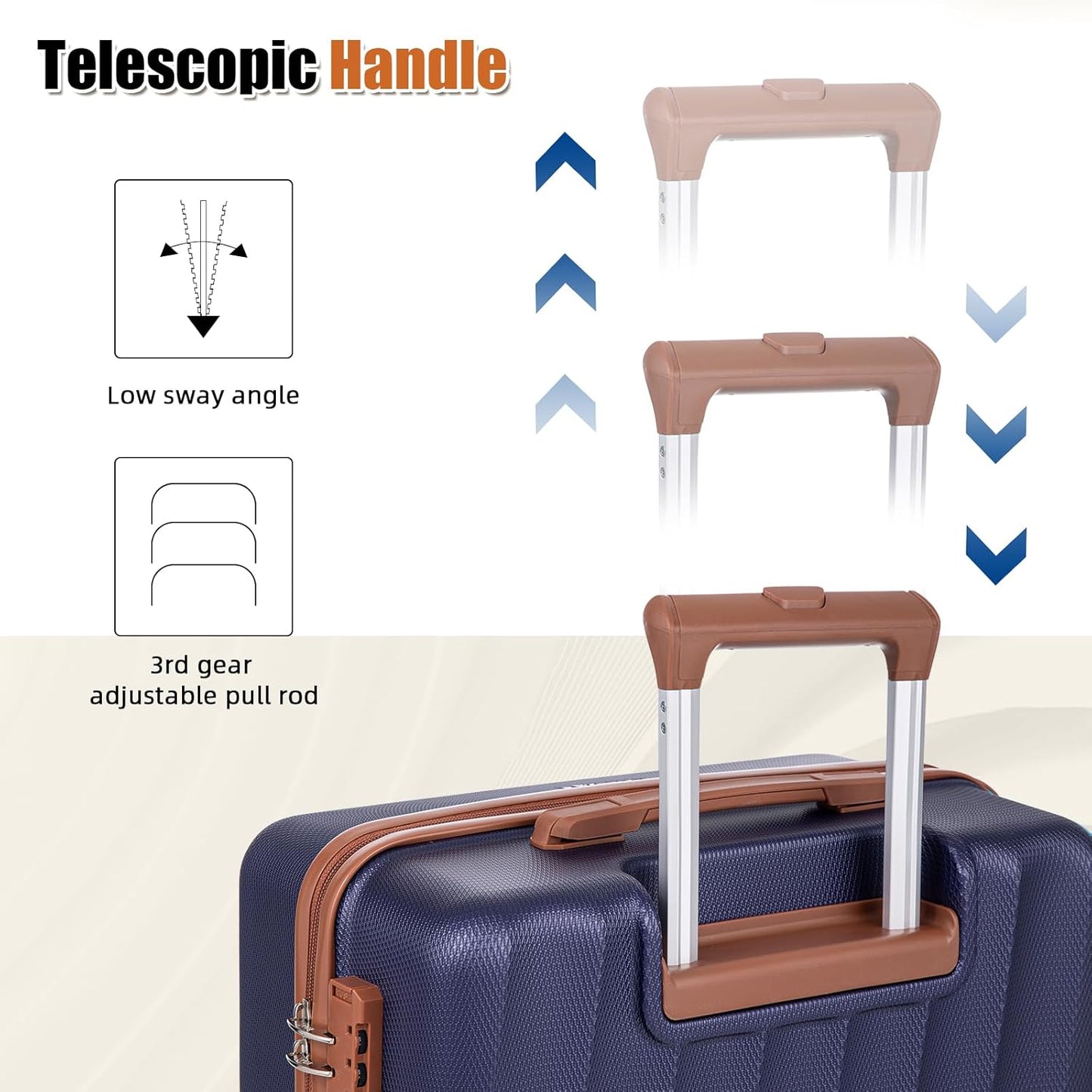 Carry on Luggage Sets 22x14x9 Airline Approved Durable Travel Luggage Suitcases with Wheels,ABS Hard Case Suitcases with Spinner Wheels,(Purple,3 Piece Sets(20"/DB/TB))