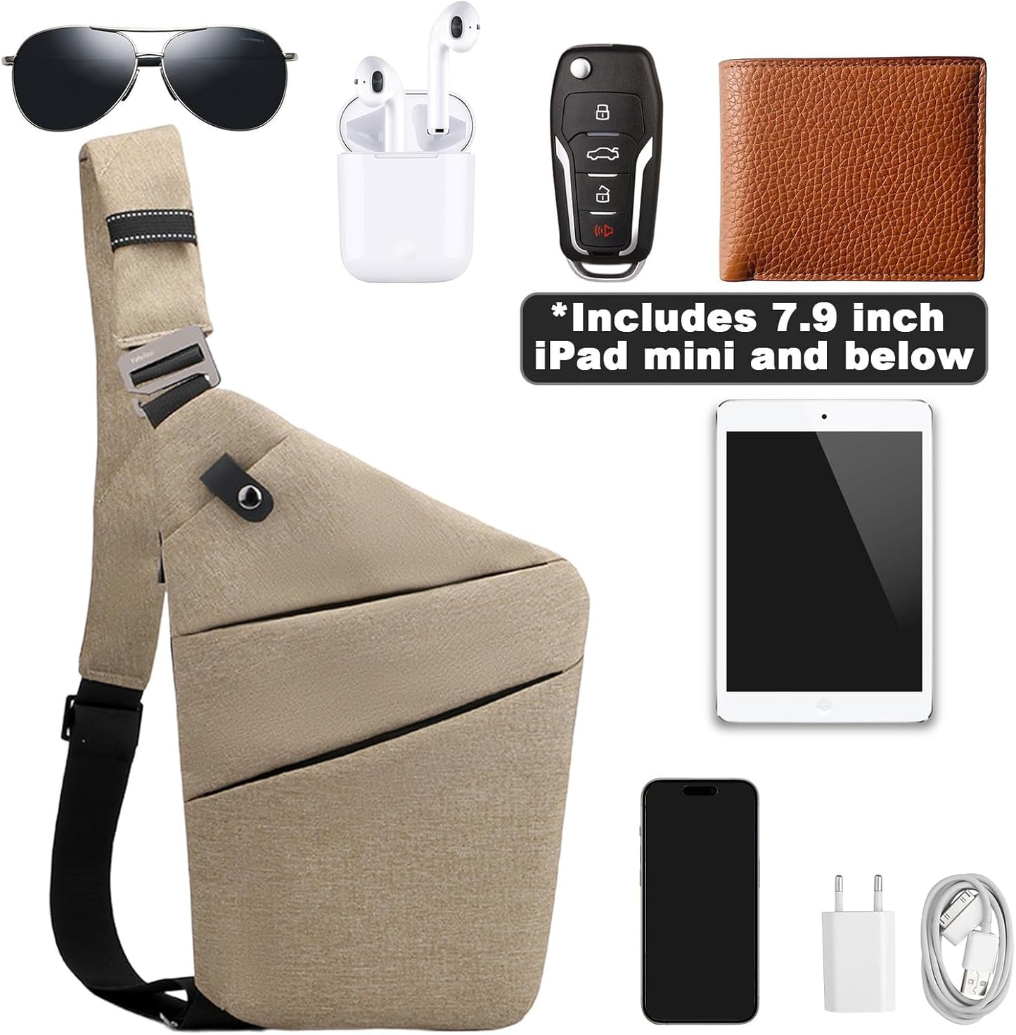 Anti Theft Travel Bag, One Shoulder Large Capacity Cross-body Bag Chest Fashion Lightweight Sling Bags for Travel Sports