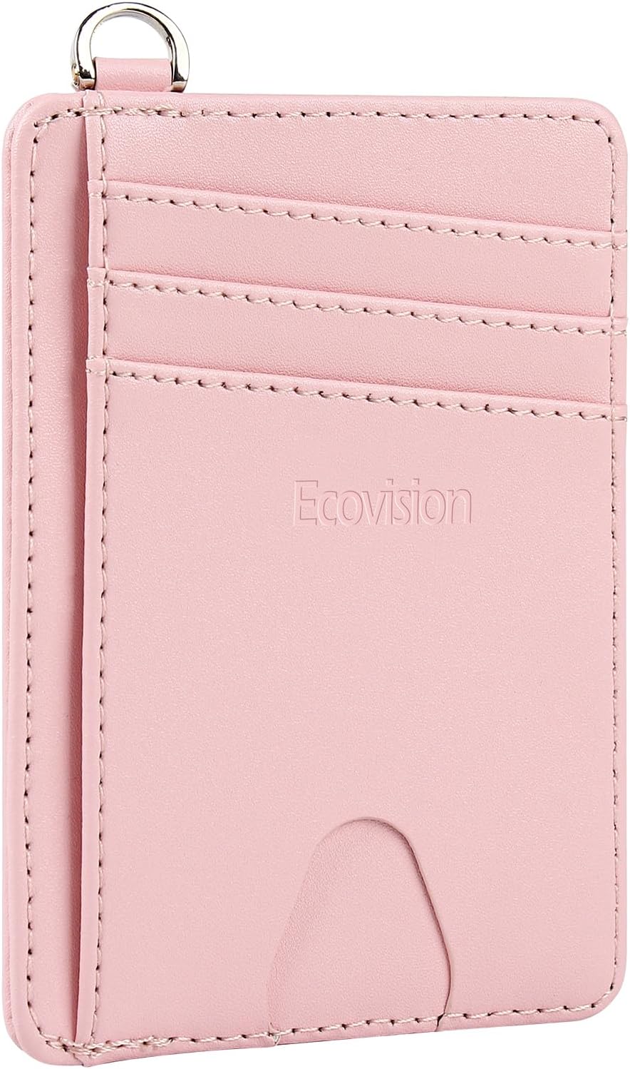 EcoVision Slim Minimalist Front Pocket Wallet, RFID Blocking Credit Card Holder Wallet with Detachable D-Shackle for Men Women