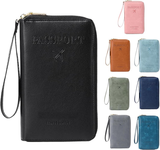 Similarbe Multifunctional RFID Passport Wallet, RFID Blocking Travel Document Organizer Clutch Bag, Anti-theft Wallet (Black)
