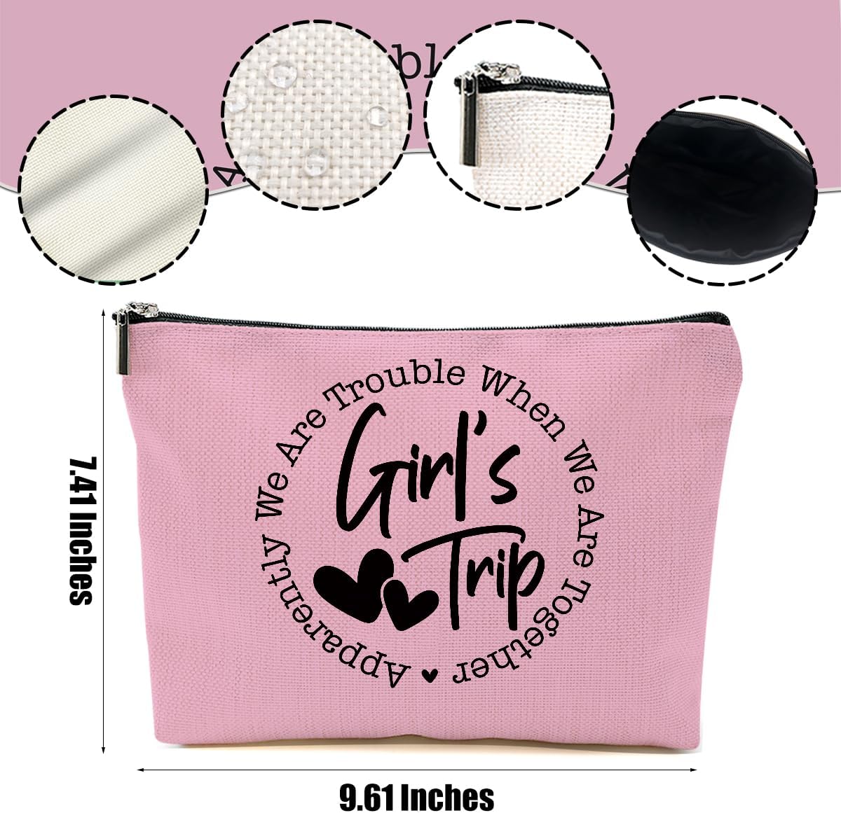 5Pcs Girls Trip Gifts Favors, Girls Weekend Gifts Makeup Bag, Bestie Gifts Weekend Bag Vacation 2025 Cosmetic Bag, Friendship Gifts for Women Her Bride, Graduation Wedding Gifts Toiletry Bag
