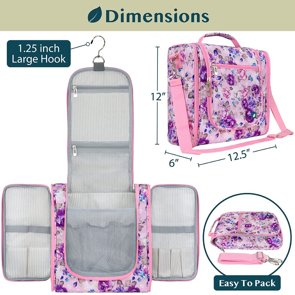 PAVILIA Extra Large Toiletry Bag Travel Bag for Women Men, Hanging Cosmetic Organizer, Water