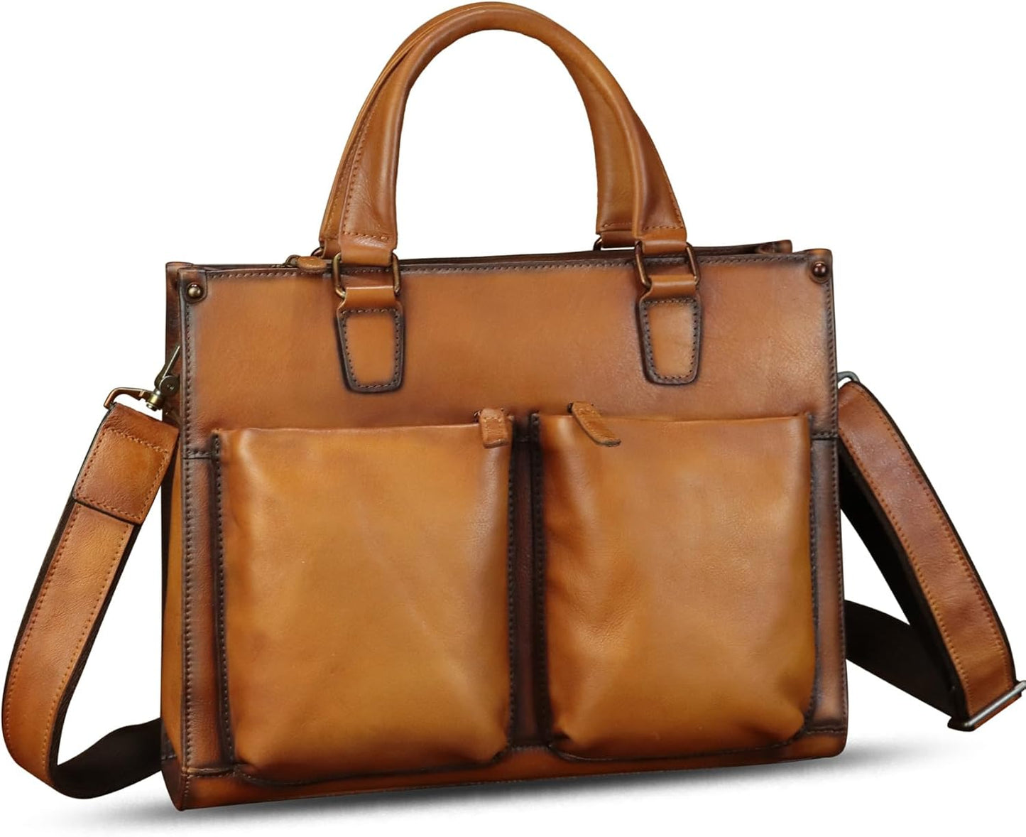 Genuine Leather Messenger Bag Briefcase for Men Vintage Real Leather Shoulder Bag Crossbody Bag Computer Laptop Bag