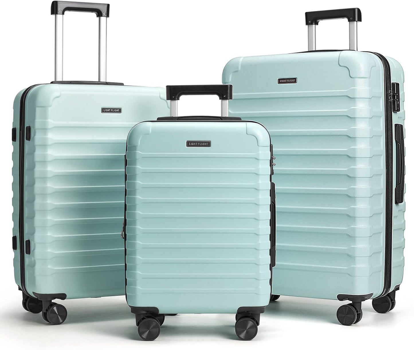 LIGHT FLIGHT Luggage Sets, 3 Piece Durable Suitcase Set with Spinner Wheels, 3 Pcs Hardside